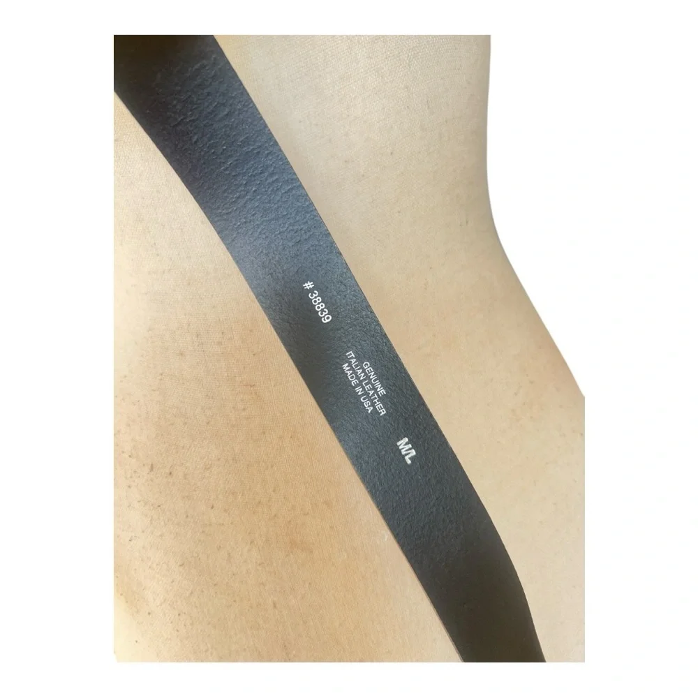 Classic Black Leather Belt with Silver Square Buckle